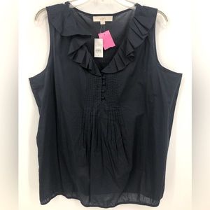 XL (NWT) LOFT Navy Ruffle Blouse